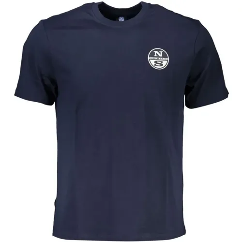 Blau Baumwolle Druck Logo T-Shirt , Herren, Größe: S - North Sails - Modalova