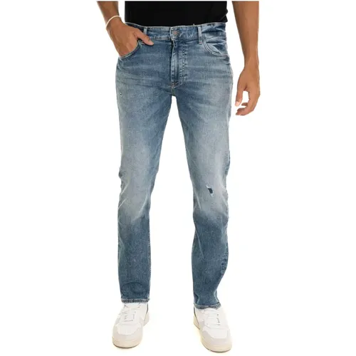 Slim-Fit 5-Pocket Jeans mit Ausschnitten , Herren, Größe: W34 - Boss - Modalova