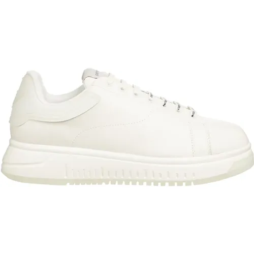 Leather Lace Closure Plain Pattern Sneakers , male, Sizes: 5 UK, 11 UK, 7 UK, 9 UK, 12 UK, 6 UK - Emporio Armani - Modalova