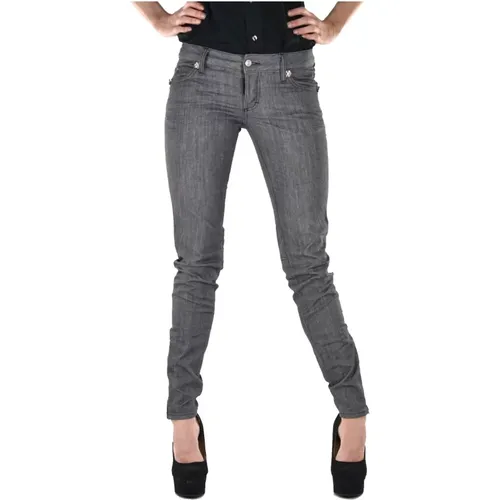 Graue Skinny Jeans mit Swarovski-Einsätzen , Damen, Größe: XS - Dsquared2 - Modalova