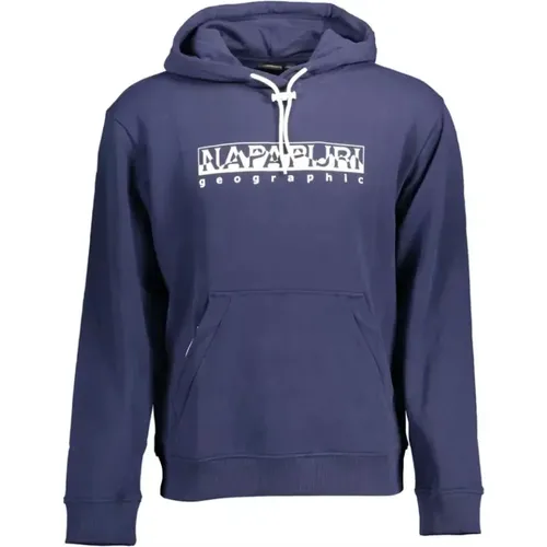 Blauer Kapuzenpullover mit Reißverschlusstasche - Napapijri - Modalova