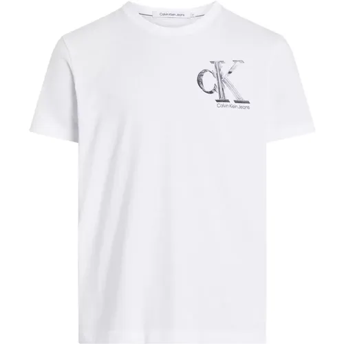 Monogram T-Shirt Frühling/Sommer Kollektion , Herren, Größe: M - Calvin Klein Jeans - Modalova