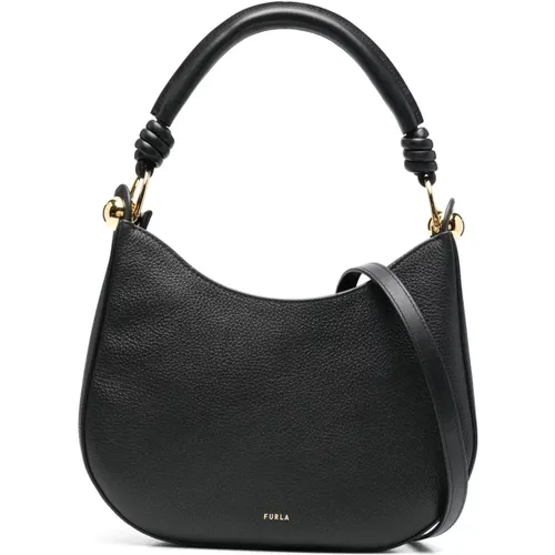 Schwarze Leder Hobo Handtasche,Marshmallow Hobo Tasche,Deserto Sfera Hobo Handtasche - Furla - Modalova