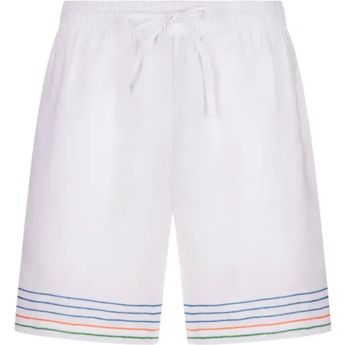Linen Chain Stitch Shorts , male, Sizes: M, L - Casablanca - Modalova