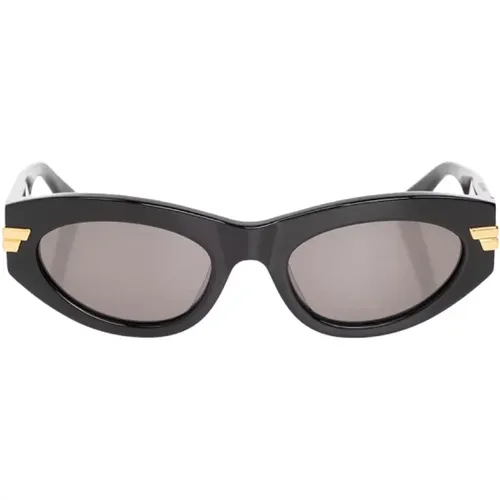 Cat-Eye Sunglasses with Gold Accents , female, Sizes: 53 MM, ONE SIZE - Bottega Veneta - Modalova