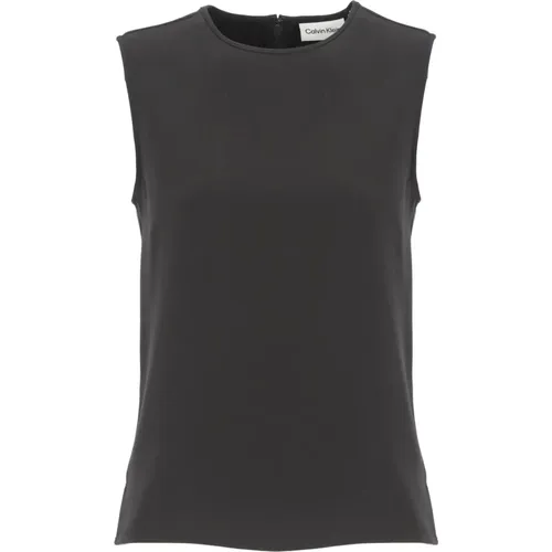 Elegantes schwarzes Twill-Top für Frauen , Damen, Größe: S - Calvin Klein - Modalova