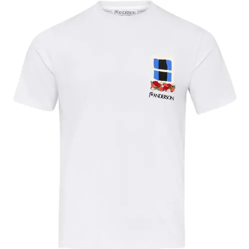 Weißes T-Shirt mit eleganter Stickerei , Herren, Größe: M - JW Anderson - Modalova