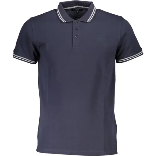 Blau Baumwoll Polo Shirt Bestickt Logo , Herren, Größe: XL - Cavalli Class - Modalova