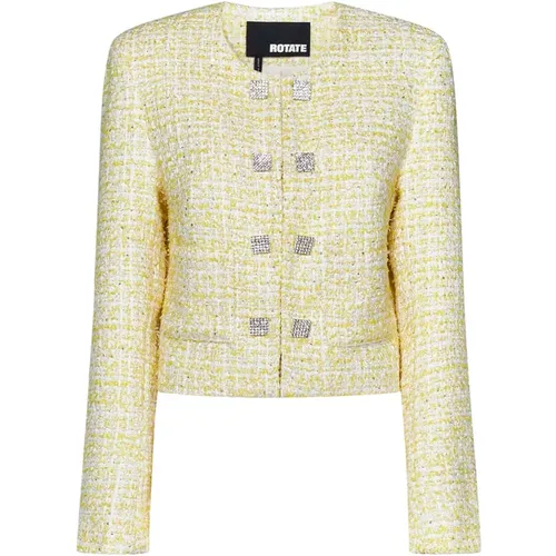 Gelber Bouclé Tweed Cropped Blazer , Damen, Größe: L - ROTATE Birger Christensen - Modalova