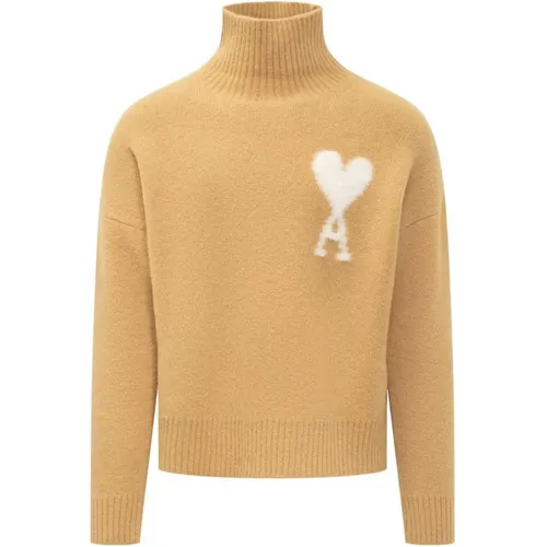 Alpaca Wool Mustard Sweater , male, Sizes: S - Ami Paris - Modalova