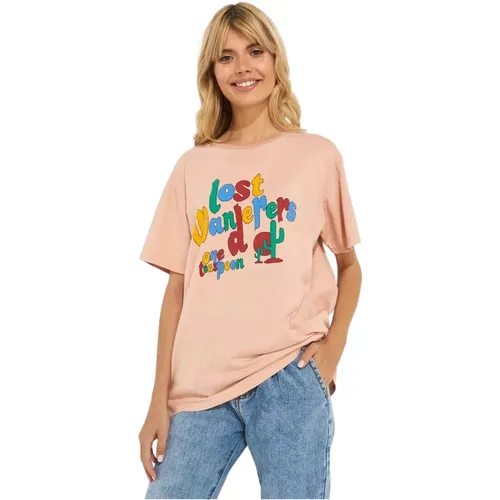 Rosa Oversized T-Shirt mit Druck - One Teaspoon - Modalova