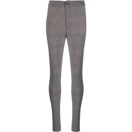 Check-Patterned Skinny Trousers , female, Sizes: S - Saint Laurent - Modalova