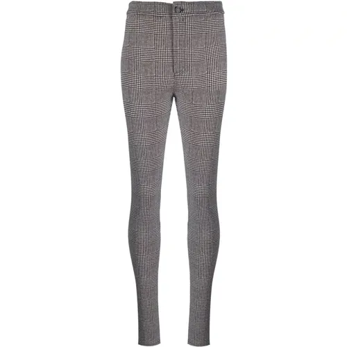 Check-Patterned Skinny Trousers , female, Sizes: S, M - Saint Laurent - Modalova