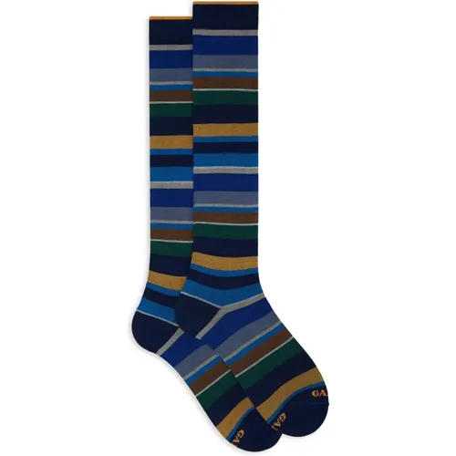 Italienische lange Socken mit bunten Streifen - Gallo - Modalova