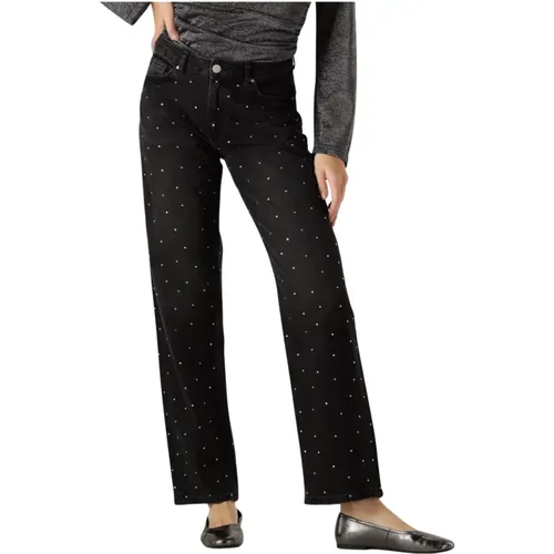 Schwarze Straight Leg Jeans mit Silbernen Details , Damen, Größe: XS - Envii - Modalova