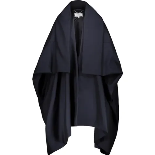 Navy Wool-Mohair Oversize Coat , female, Sizes: S - Maison Margiela - Modalova