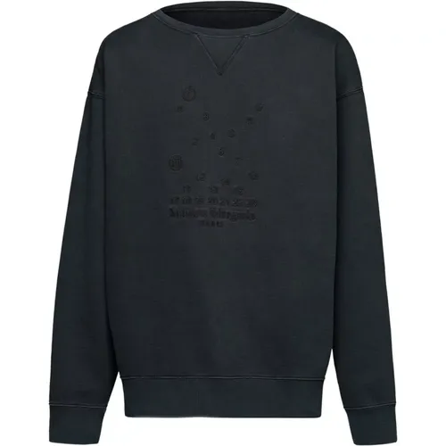 Embroidered Cotton Sweatshirt in Grey , male, Sizes: L - Maison Margiela - Modalova