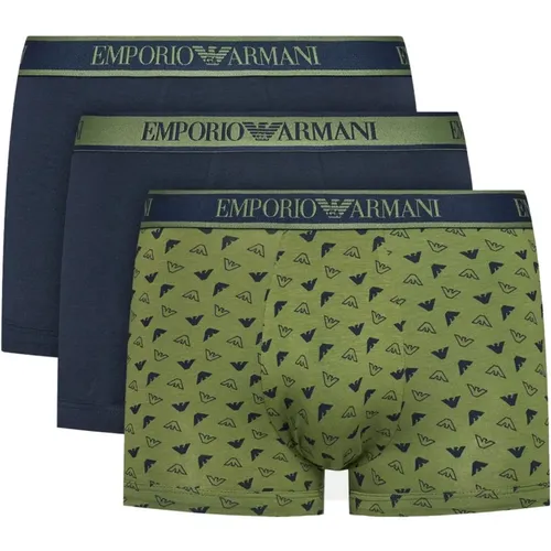 Baumwoll-Stretch-Boxer-Pack - Blau , Herren, Größe: M - Emporio Armani - Modalova