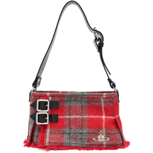 Wool Tartan Handbag with Orb Logo , female, Sizes: ONE SIZE - Vivienne Westwood - Modalova