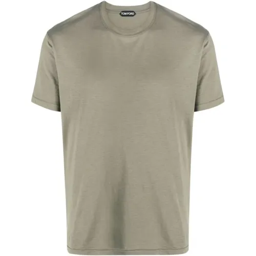 Olivgrünes Crew Neck T-shirt , Herren, Größe: 2XL - Tom Ford - Modalova