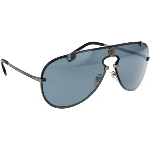 Stilvolle Spiegelglas Sonnenbrille , unisex, Größe: 43 MM - Versace - Modalova