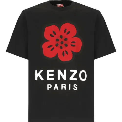 Schwarzes Blumenmuster Crew Neck T-Shirt , Herren, Größe: L - Kenzo - Modalova