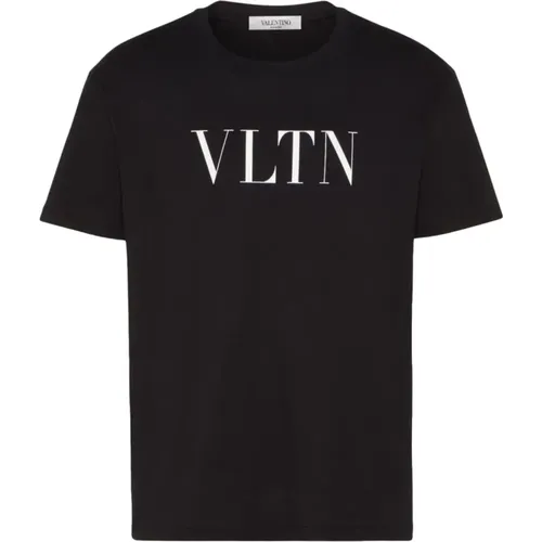 Schwarzes Vltn Print Baumwoll T-Shirt , Herren, Größe: L - Valentino Garavani - Modalova