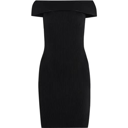 Geripptes Viskosekleid , Damen, Größe: L - pinko - Modalova