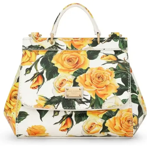 Mini Tasche mit Gelbem Rosenmuster - Dolce & Gabbana - Modalova