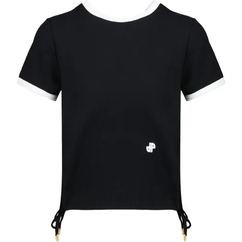 Stretch-Cotton T-Shirt with Chenille Logo Patch , female, Sizes: M - Patou - Modalova