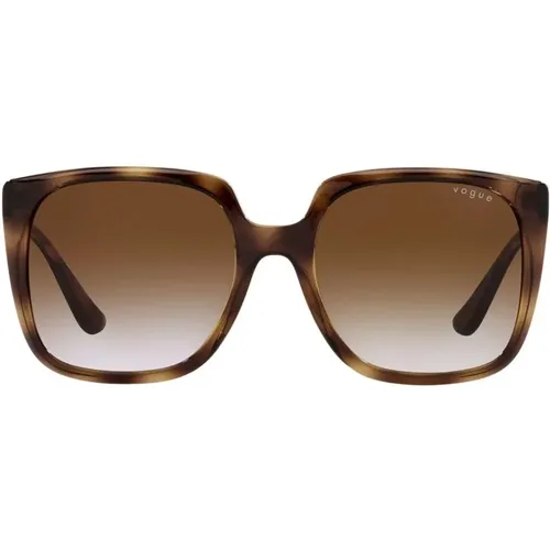 Dark Havana Sunglasses with Brown Shaded Lenses - Vogue - Modalova