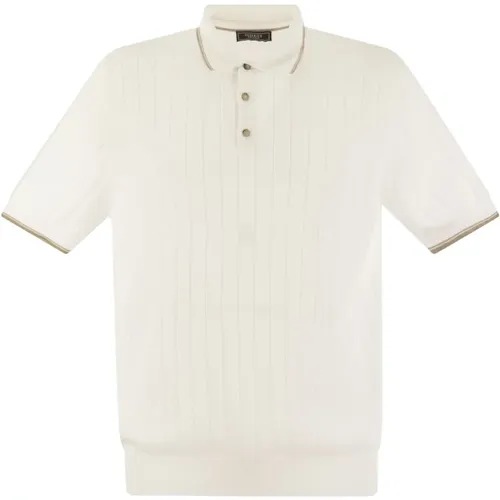 Polo-Shirt aus Baumwollkrepp mit geripptem Saum , Herren, Größe: 4XL - PESERICO - Modalova