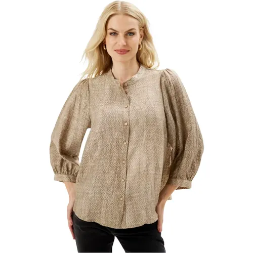 Feminine Crepe Fabric Shirt Sand , Damen, Größe: XL - IN FRONT - Modalova