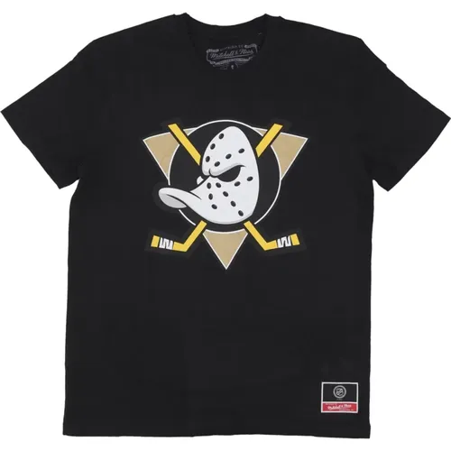 Anaheim Ducks Logo Tee , male, Sizes: M, S, L - Mitchell & Ness - Modalova