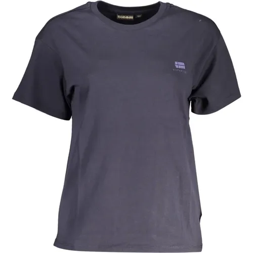 Blaue Baumwolltops & T-Shirt mit Druck , Damen, Größe: S - Napapijri - Modalova
