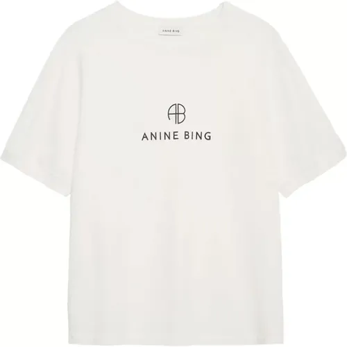 Jaylin Monogram Tee Elfenbein , Damen, Größe: S - Anine Bing - Modalova