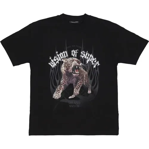 Rock Tiger Print Tee Schwarzes T-Shirt , Herren, Größe: M - VISION OF SUPER - Modalova