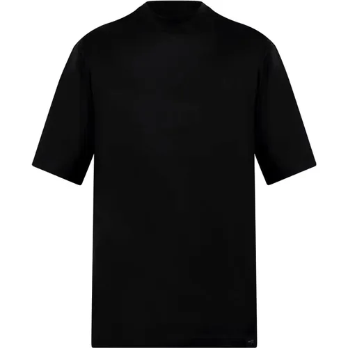 Schwarzes Baumwoll-T-Shirt mit Rundhalsausschnitt , Herren, Größe: 3XL - Low Brand - Modalova