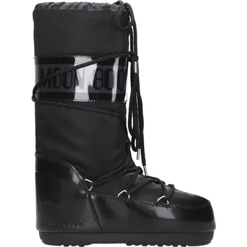 Schwarze Wasserdichte Nylon Winterstiefel , Damen, Größe: 39 EU - moon boot - Modalova