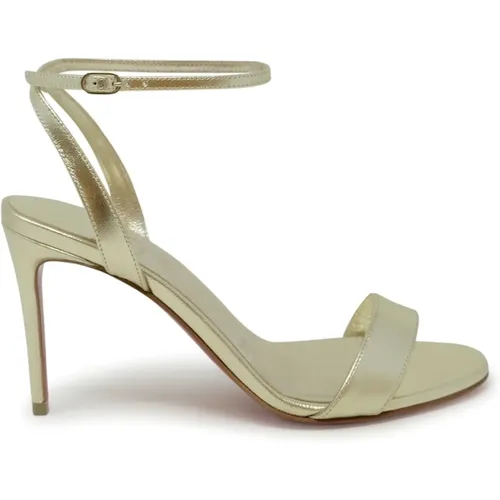 Gold Laminated Leather Sandals , female, Sizes: 3 1/2 UK, 4 1/2 UK, 6 UK, 3 UK, 4 UK, 7 UK, 5 UK, 5 1/2 UK - Christian Louboutin - Modalova