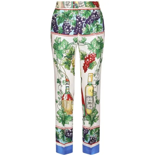 Slim-Fit Capri Collection Pleated Pants , female, Sizes: M - Dolce & Gabbana - Modalova