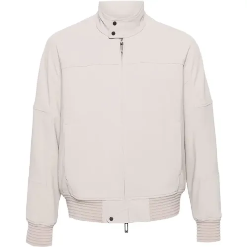 Ribbed Texture Dove Grey Jacket , male, Sizes: L, M, XL, 2XL, S - Emporio Armani - Modalova