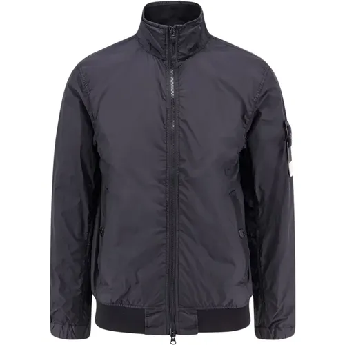 Crinkle Reps Nylon Jacke mit Reißverschluss - Stone Island - Modalova