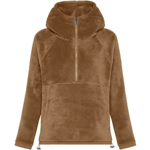 Brauner Langer Pelz Sweater Hoodie , Damen, Größe: M - DEHA - Modalova