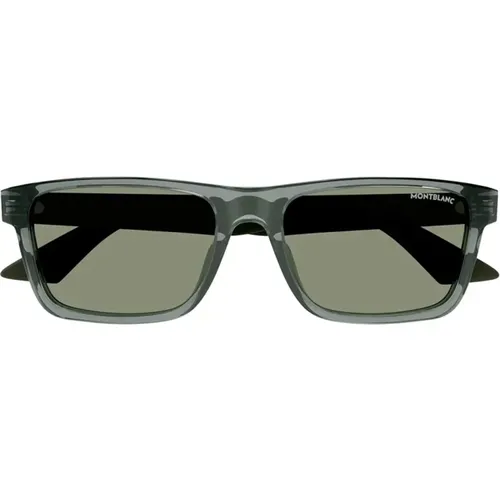 Mens Square Acetate Sunglasses in Grey Transparent , male, Sizes: 54 MM - Montblanc - Modalova