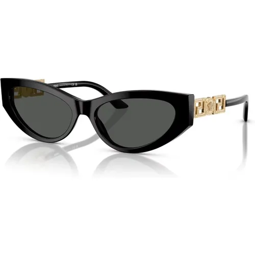 Cat-Eye Sonnenbrille mit dunkelgrauer Linse , Damen, Größe: 56 MM - Versace - Modalova