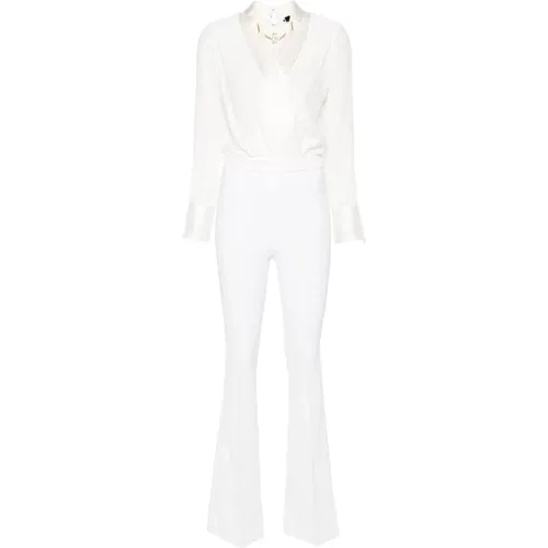 Silk Blend Jumpsuit with Chain-Link Detailing , female, Sizes: L, M, S, XL, 2XL - Elisabetta Franchi - Modalova
