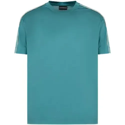 Herren Tape Logo geprägtes T-Shirt , Herren, Größe: M - Emporio Armani - Modalova