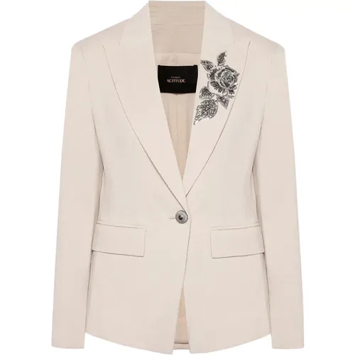 Ecru` - Weiße Baumwollblazer , Damen, Größe: XS - Actitude - Modalova