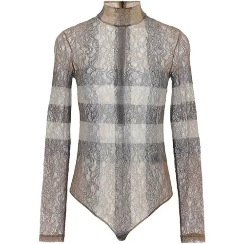 Tartan Lace Bodysuit , female, Sizes: S - Burberry - Modalova